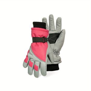 SK1010, Girls Premium Ski Gloves with Reflective Strip, Anti-Slip Grip, Thinsulate Lined, Water Repellent