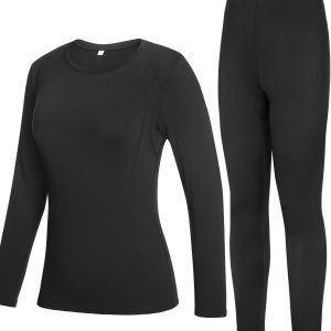 Thermal Underwear For Women - Ultra Soft Base Layer Microfleece Lined Long Johns Top & Bottom Set Cold Weather Skiing