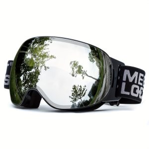 OTG Ski Goggles For Men, Over Glasses 100% UV400, Anti-Fog Windproof, Frameless Detachable Spherical Dual Lens & Case, For Skiing